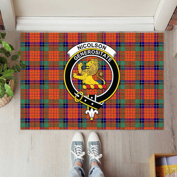 Nicolson Ancient Tartan Door Mat with Family Crest