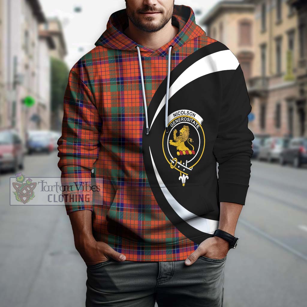 Nicolson Ancient Tartan Hoodie with Family Crest Circle Style Zip Hoodie - Tartan Vibes Clothing