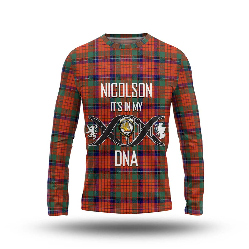 Nicolson Ancient Tartan Long Sleeve T-Shirt with Family Crest DNA In Me Style Unisex - Tartanvibesclothing Shop