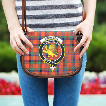 Nicolson Ancient Tartan Saddle Bag with Family Crest