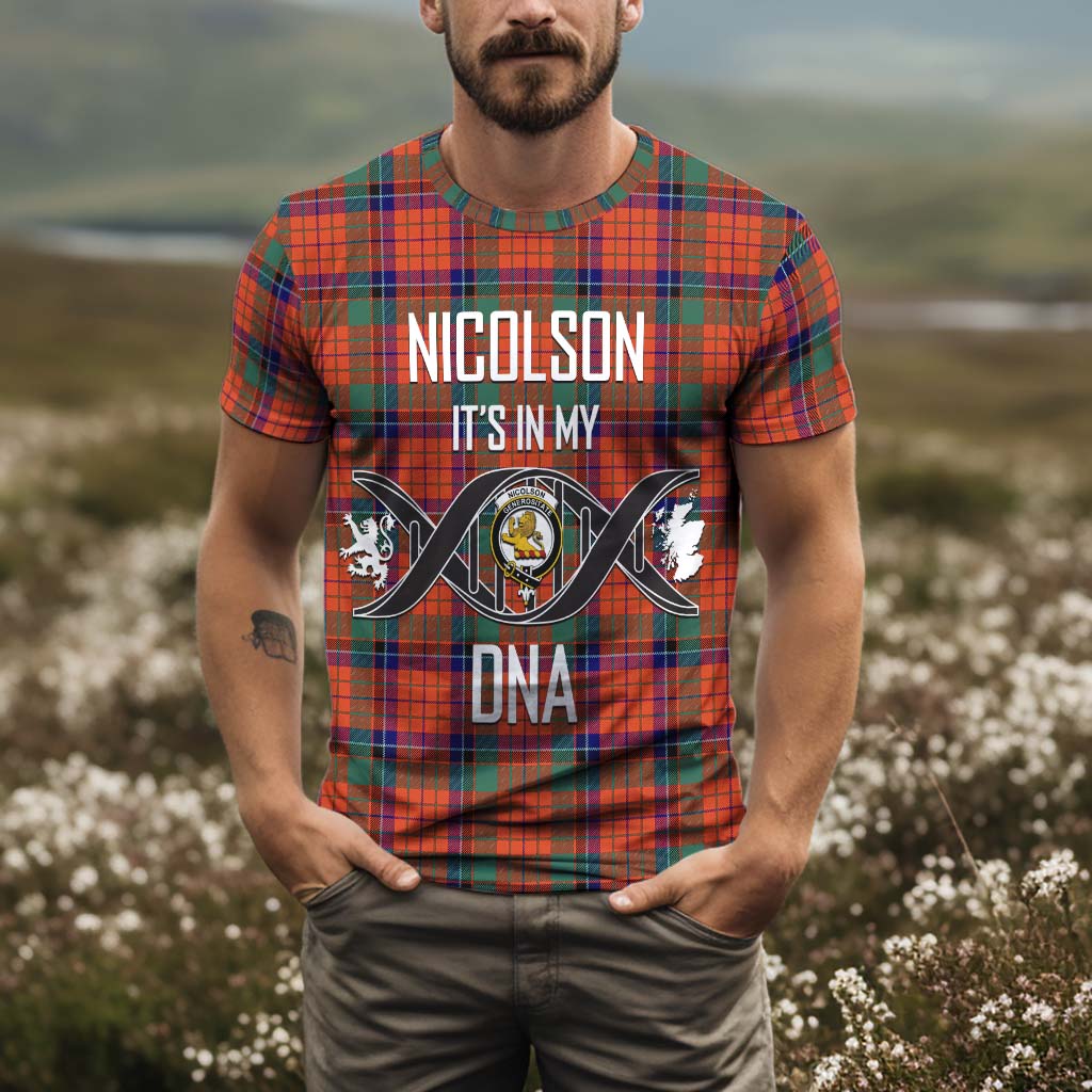 Tartan Vibes Clothing Nicolson Ancient Tartan T-Shirt with Family Crest DNA In Me Style
