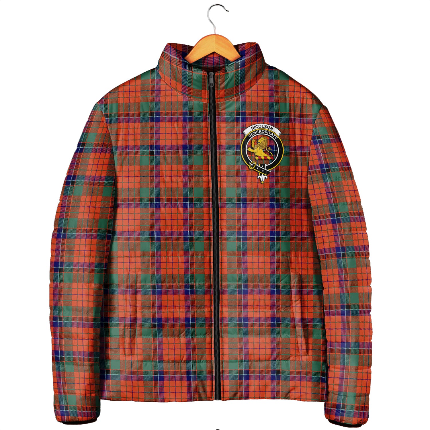 Nicolson Ancient Tartan Padded Jacket with Family Crest Men's Padded Jacket - Tartan Vibes Clothing