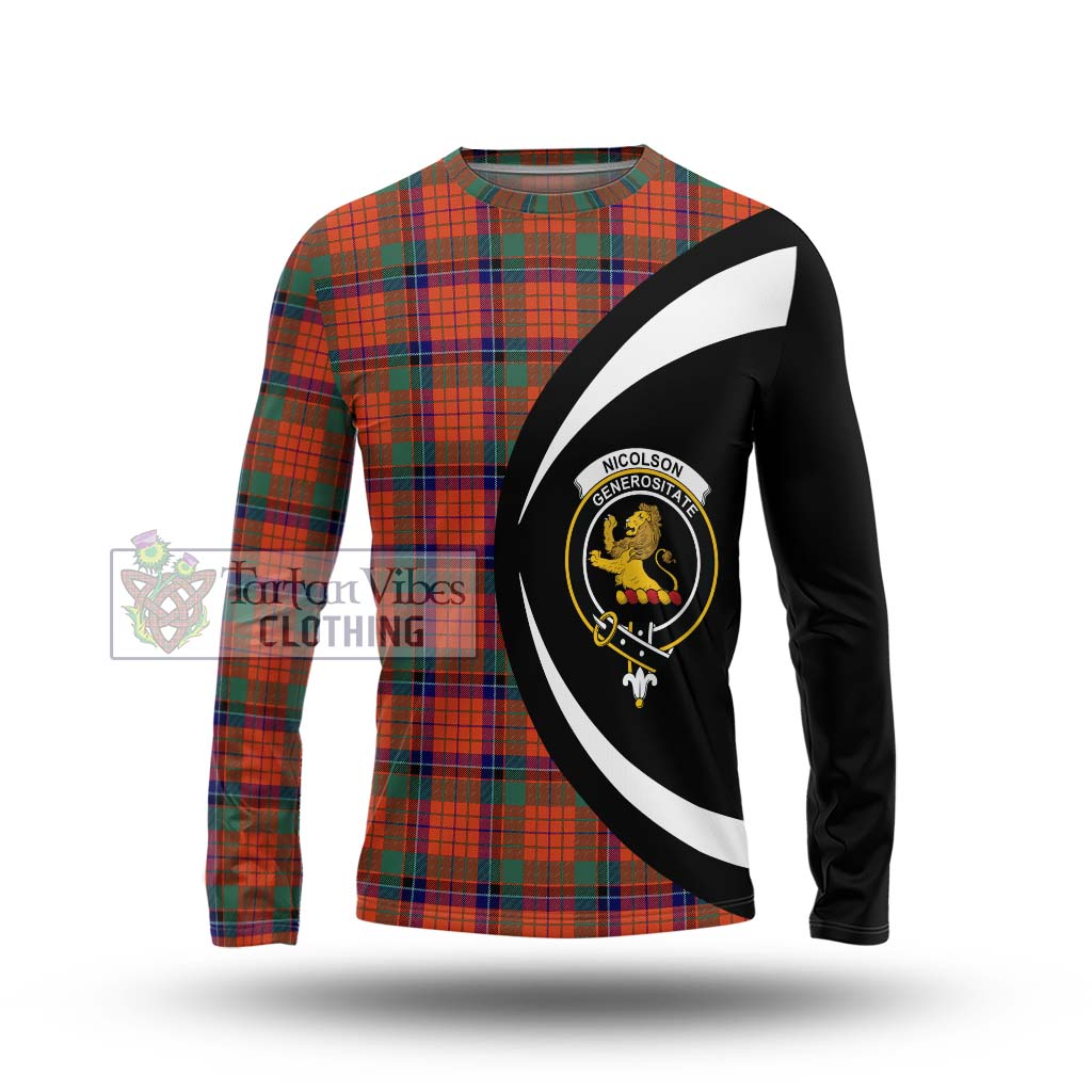 Nicolson Ancient Tartan Long Sleeve T-Shirt with Family Crest Circle Style Unisex - Tartan Vibes Clothing