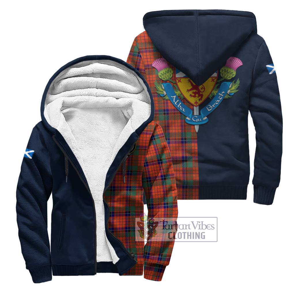 Tartan Vibes Clothing Nicolson Ancient Tartan Sherpa Hoodie with Scottish Lion Royal Arm Half Style