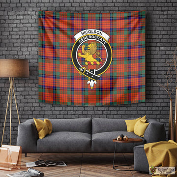 Nicolson Ancient Tartan Tapestry Wall Hanging and Home Decor for Room with Family Crest