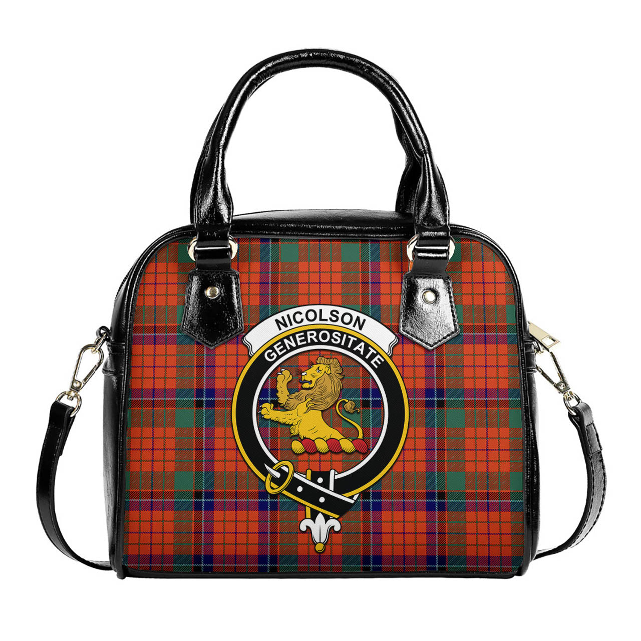 Nicolson Ancient Tartan Shoulder Handbags with Family Crest One Size 6*25*22 cm - Tartanvibesclothing