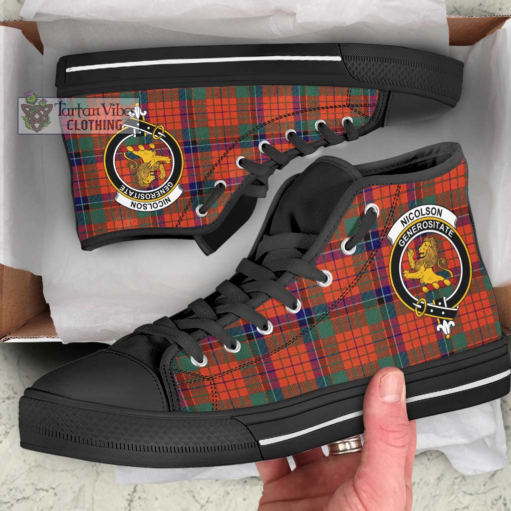 Tartan Vibes Clothing Nicolson Ancient Tartan High Top Shoes with Family Crest