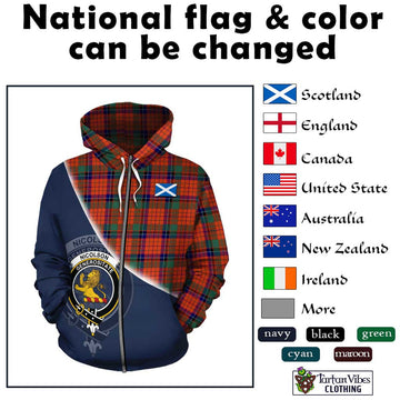 Nicolson Ancient Tartan Hoodie with Personalised National Flag and Family Crest Half Style