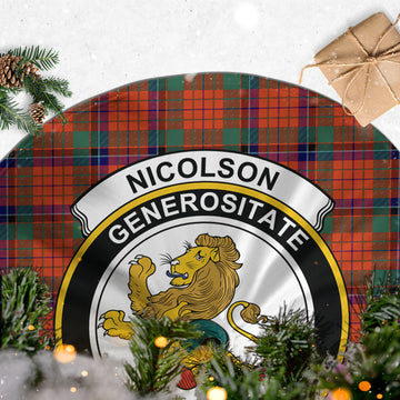 Nicolson Ancient Tartan Christmas Tree Skirt with Family Crest