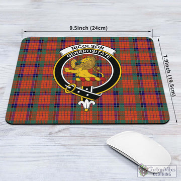 Nicolson Ancient Tartan Mouse Pad with Family Crest