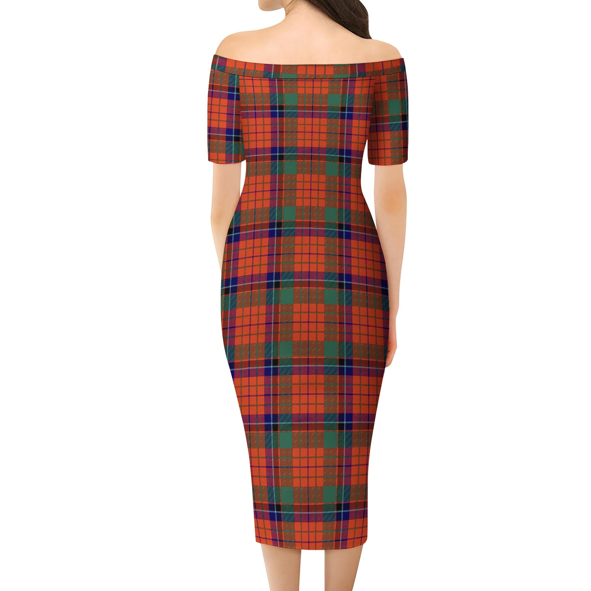 Nicolson Ancient Tartan Off Shoulder Lady Dress - Tartanvibesclothing