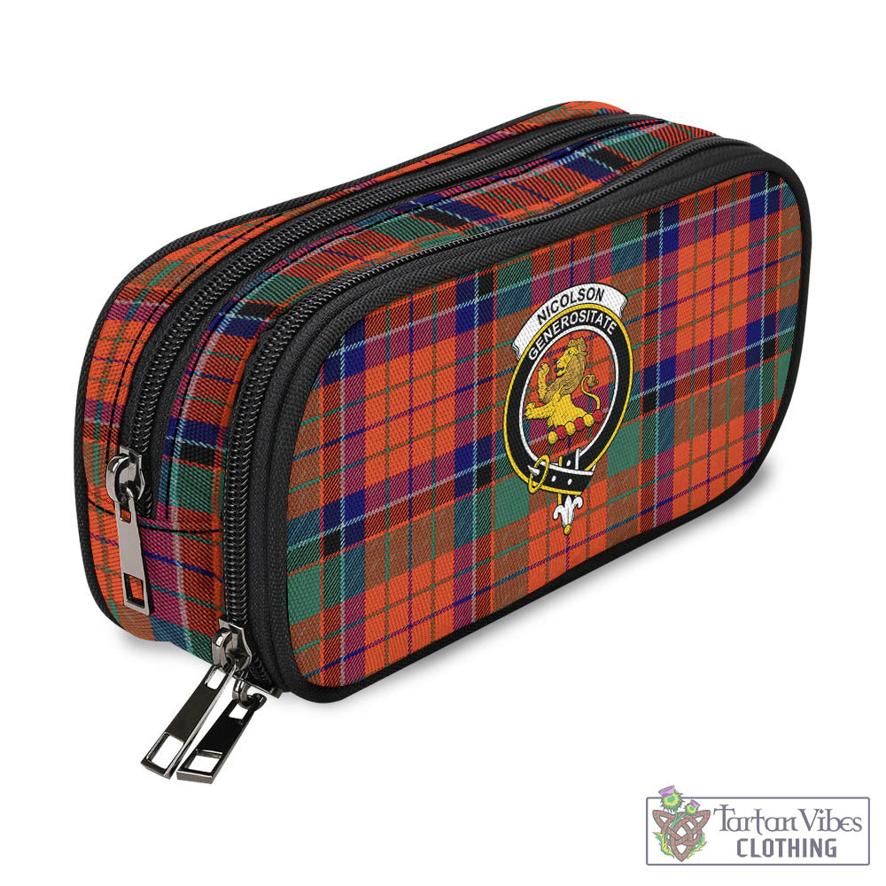 Tartan Vibes Clothing Nicolson Ancient Tartan Pen and Pencil Case with Family Crest