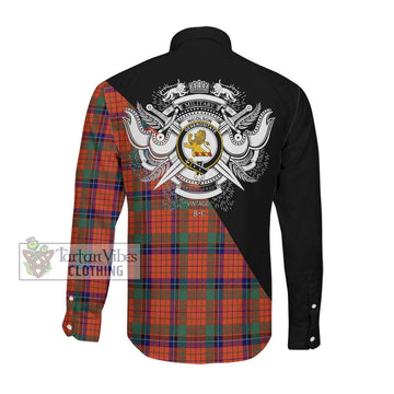 Nicolson Ancient Tartan Long Sleeve Button Shirt with Family Crest and Military Logo Style