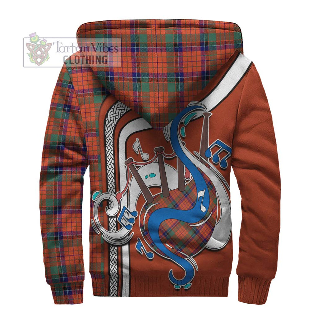 Nicolson Ancient Tartan Sherpa Hoodie with Epic Bagpipe Style - Tartanvibesclothing Shop