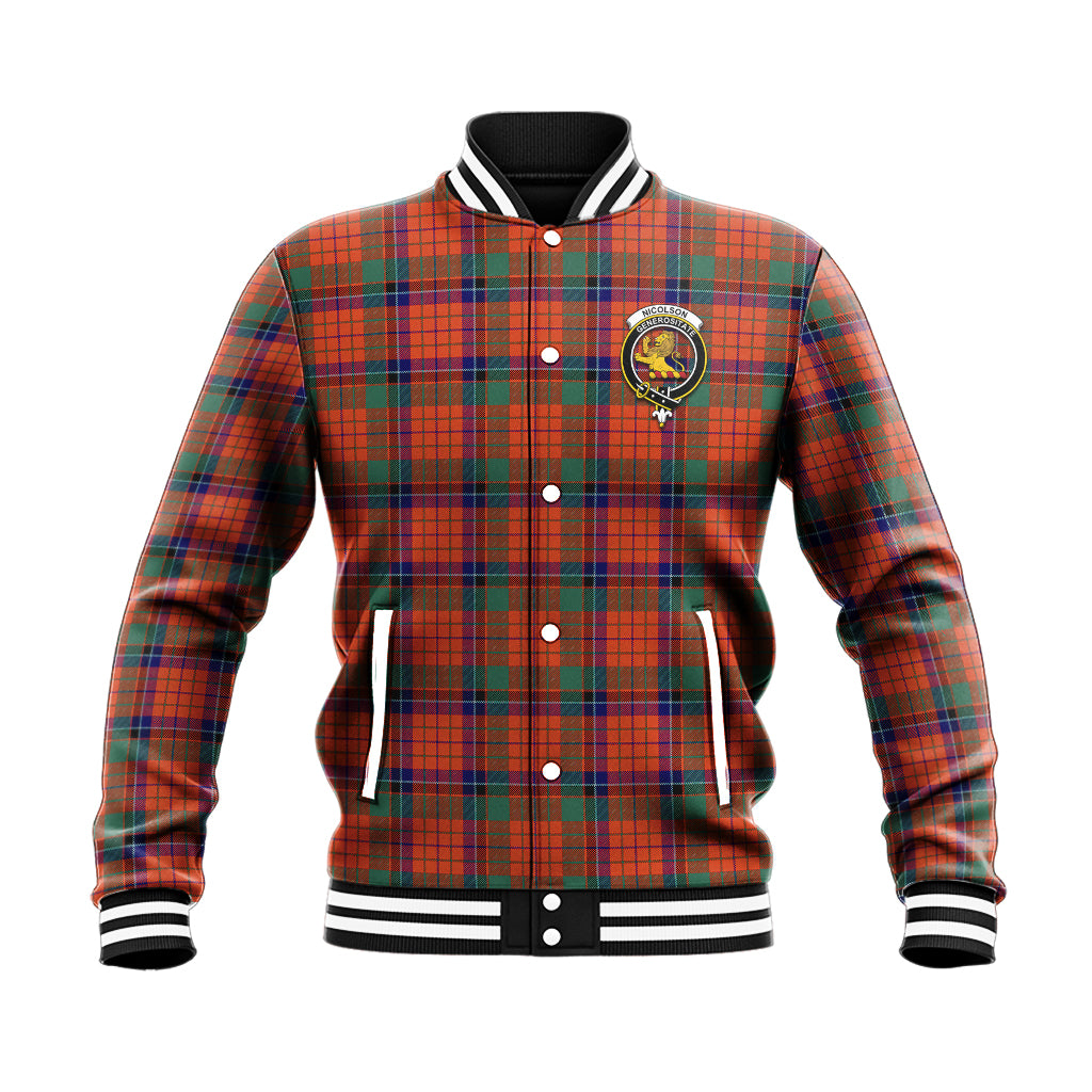 Nicolson Ancient Tartan Baseball Jacket with Family Crest - Tartan Vibes Clothing