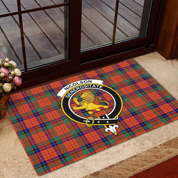 Nicolson Ancient Tartan Door Mat with Family Crest