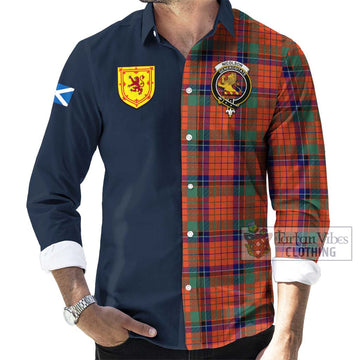 Nicolson Ancient Tartan Long Sleeve Button Shirt Alba with Scottish Lion Royal Arm Half Style