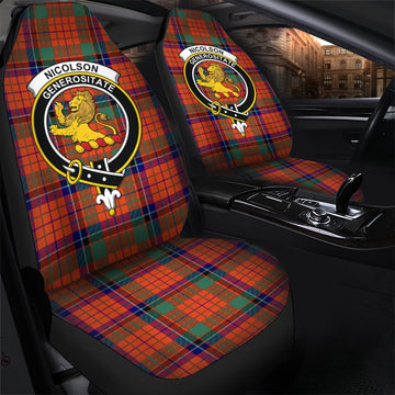 Nicolson Ancient Tartan Car Seat Cover with Family Crest