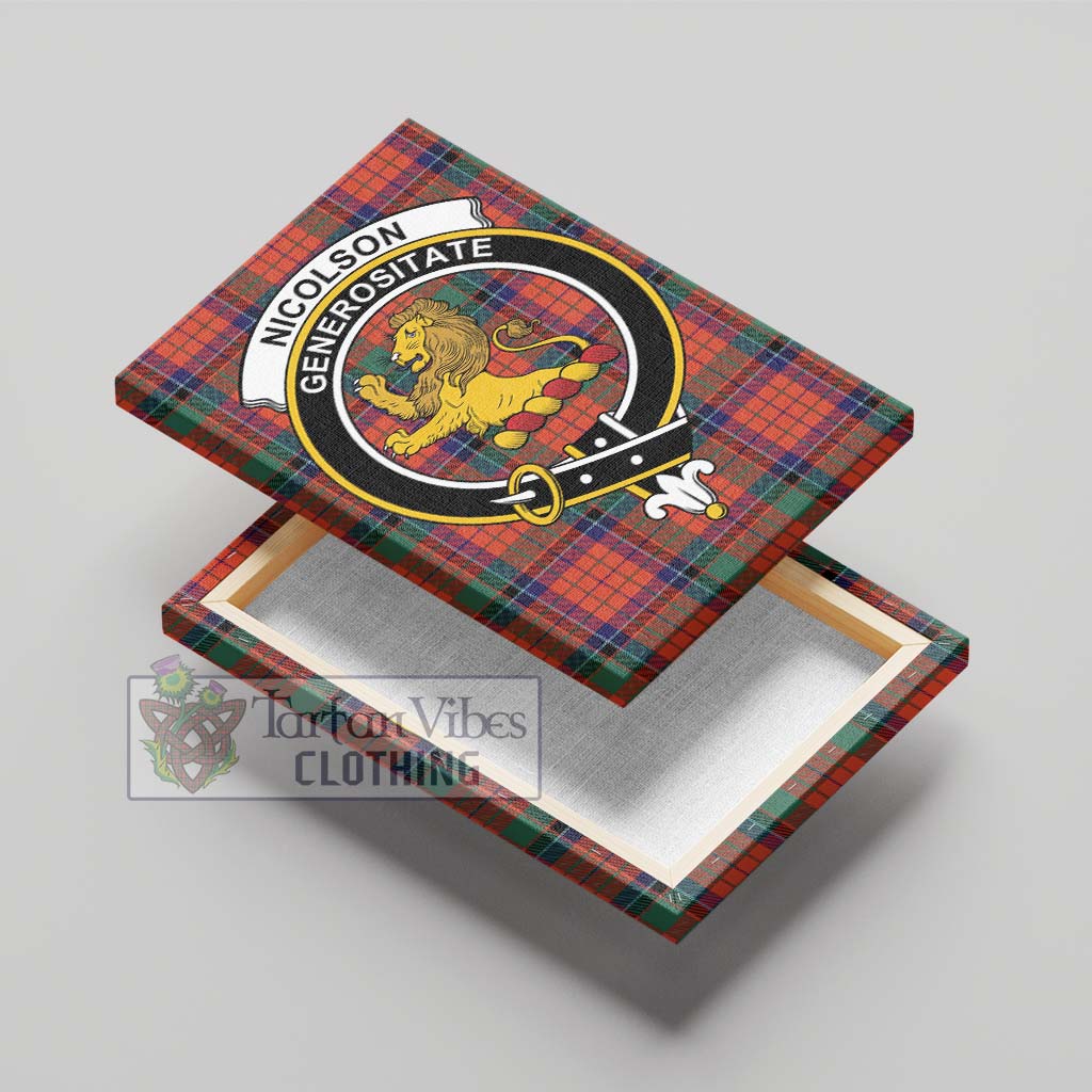 Tartan Vibes Clothing Nicolson Ancient Tartan Canvas Print Wall Art with Family Crest