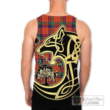 Nicolson Ancient Tartan Men's Tank Top with Family Crest Celtic Wolf Style