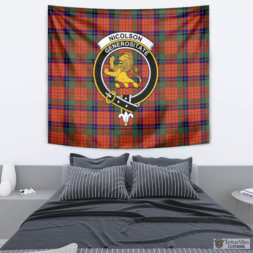 Nicolson Ancient Tartan Tapestry Wall Hanging and Home Decor for Room with Family Crest