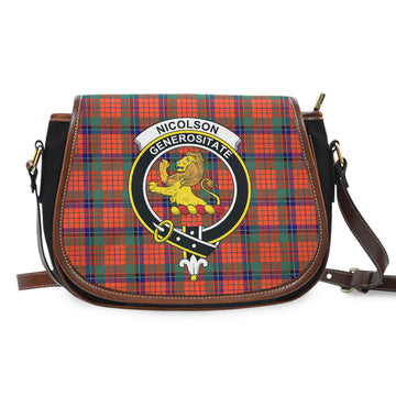 Nicolson Ancient Tartan Saddle Bag with Family Crest