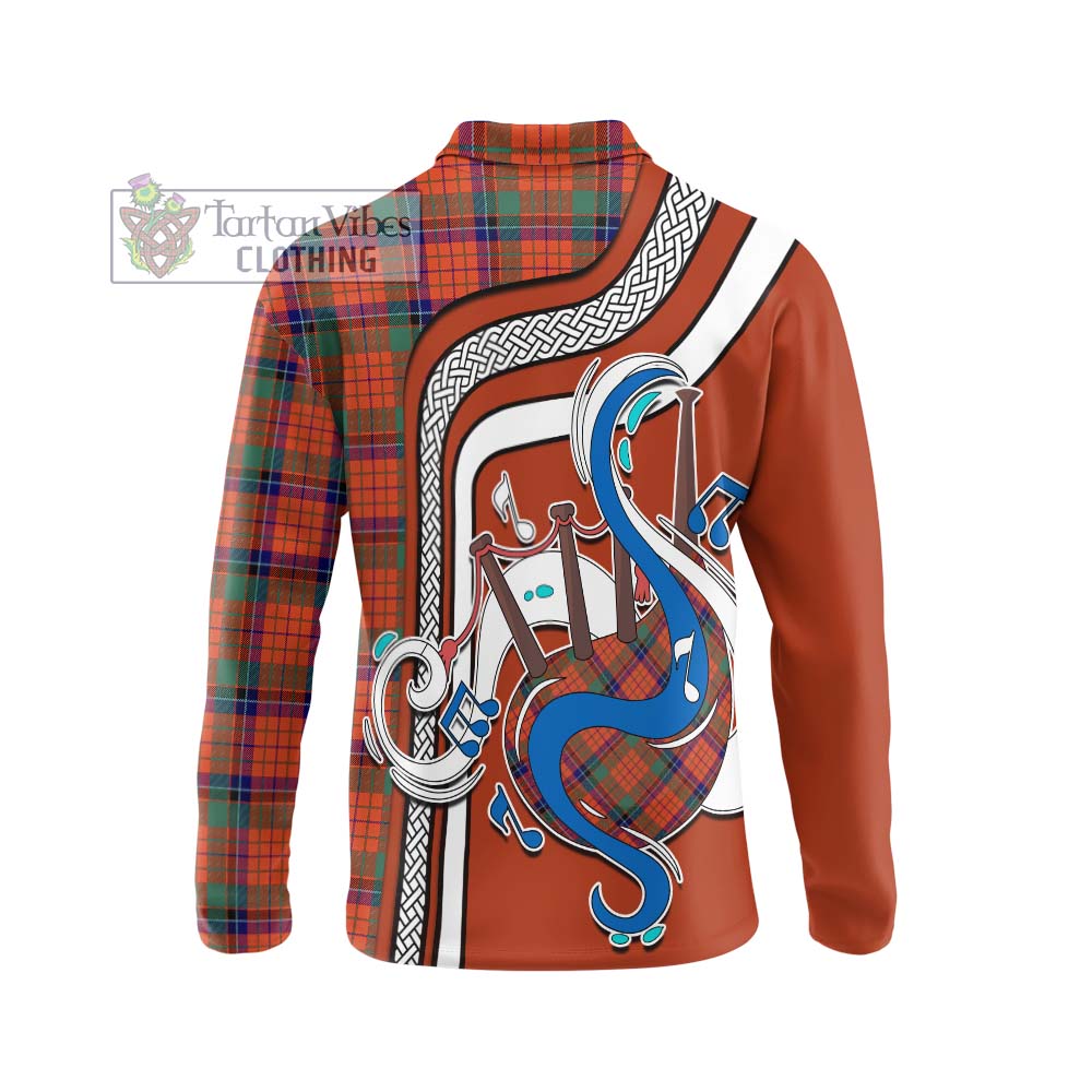 Tartan Vibes Clothing Nicolson Ancient Tartan Long Sleeve Polo Shirt with Epic Bagpipe Style