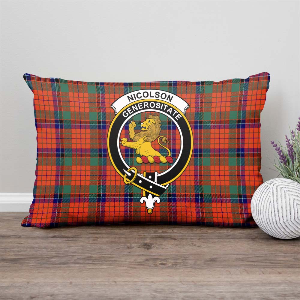 Nicolson Ancient Tartan Pillow Cover with Family Crest Rectangle Pillow Cover - Tartanvibesclothing