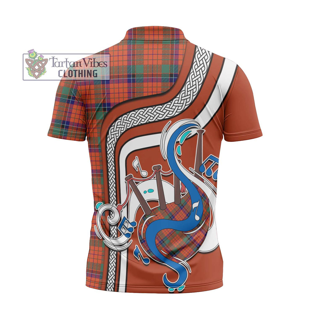 Nicolson Ancient Tartan Zipper Polo Shirt with Epic Bagpipe Style - Tartanvibesclothing Shop