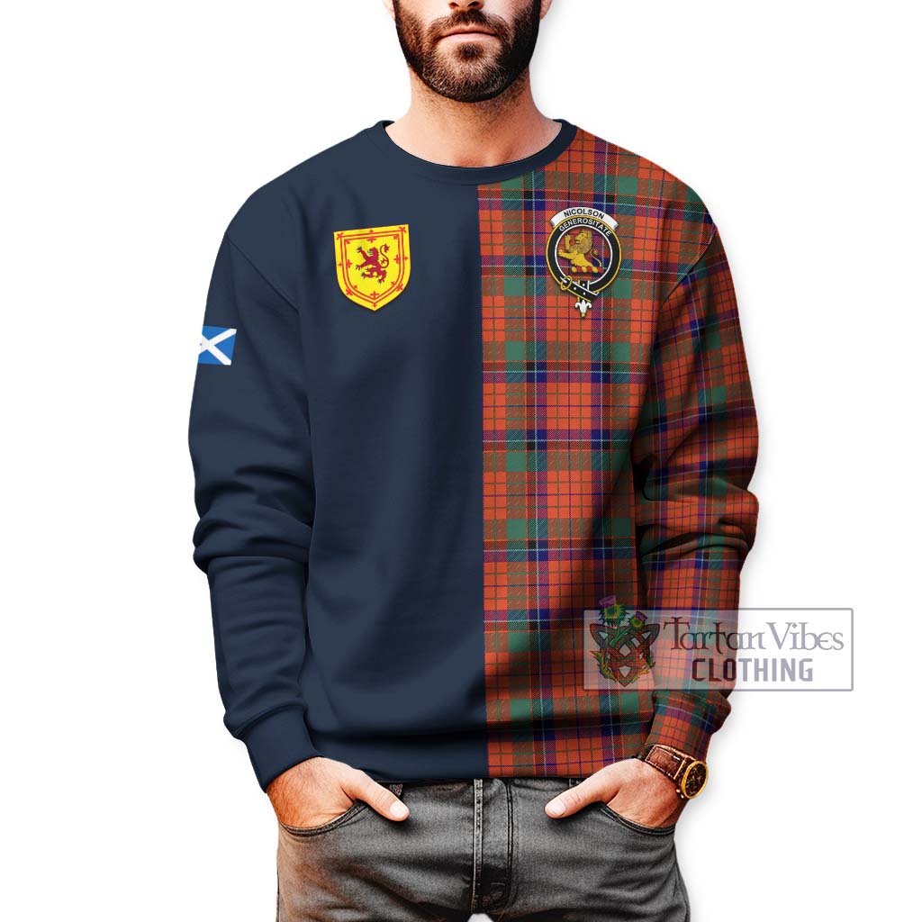 Tartan Vibes Clothing Nicolson Ancient Tartan Sweatshirt with Scottish Lion Royal Arm Half Style