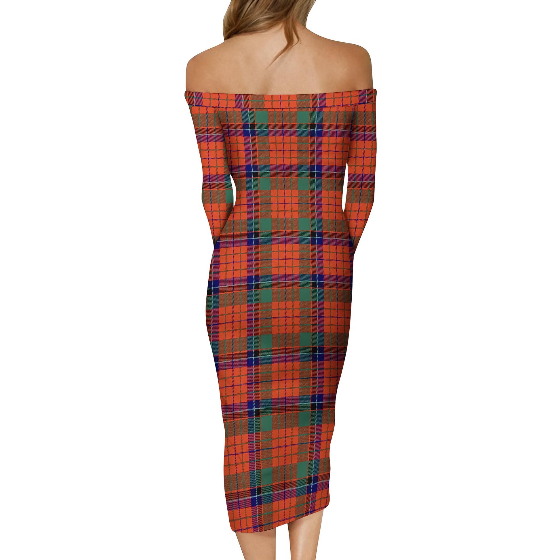 Nicolson Ancient Tartan Off Shoulder Lady Dress - Tartanvibesclothing