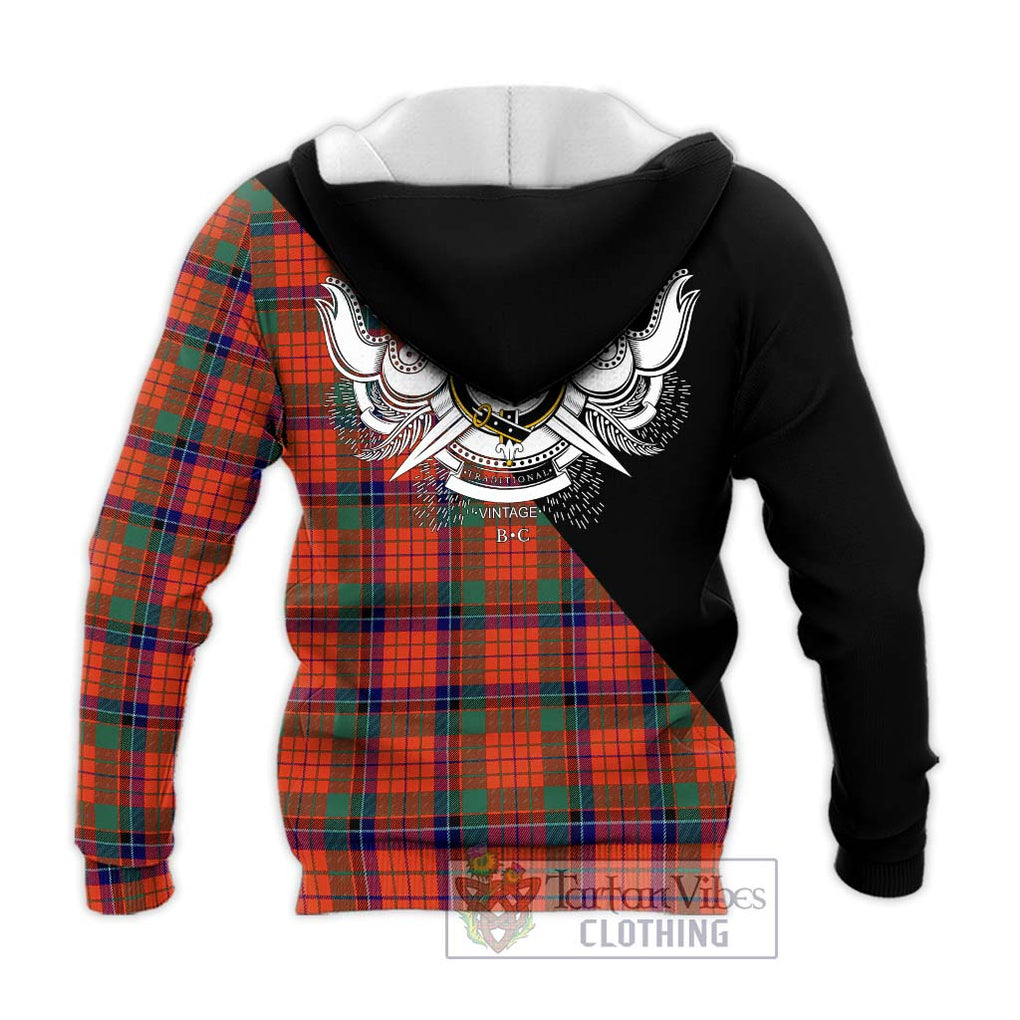 Nicolson Ancient Tartan Knitted Hoodie with Family Crest and Military Logo Style - Tartanvibesclothing Shop