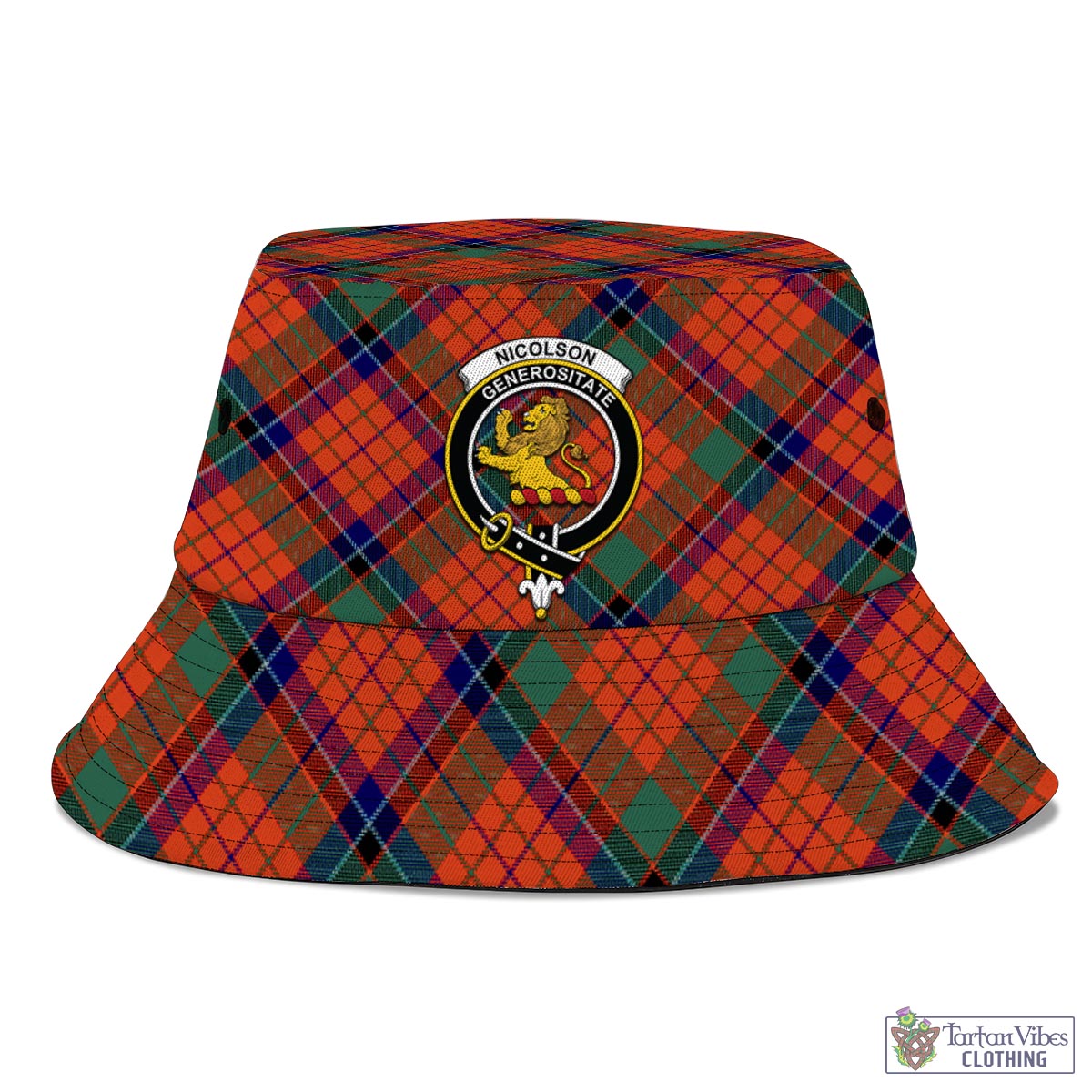 Tartan Vibes Clothing Nicolson Ancient Tartan Bucket Hat with Family Crest