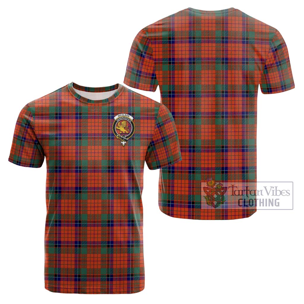 Tartan Vibes Clothing Nicolson Ancient Tartan Cotton T-Shirt with Family Crest