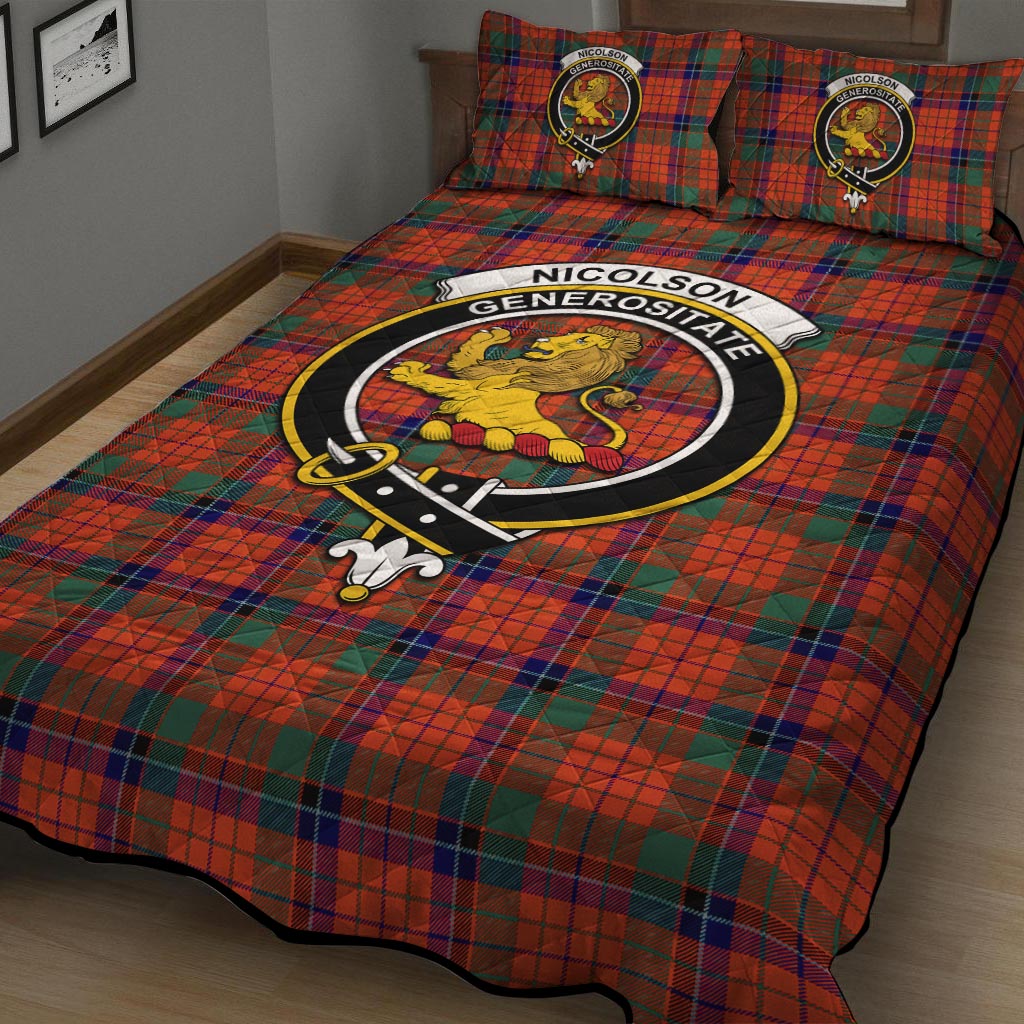 Nicolson Ancient Tartan Quilt Bed Set with Family Crest - Tartan Vibes Clothing