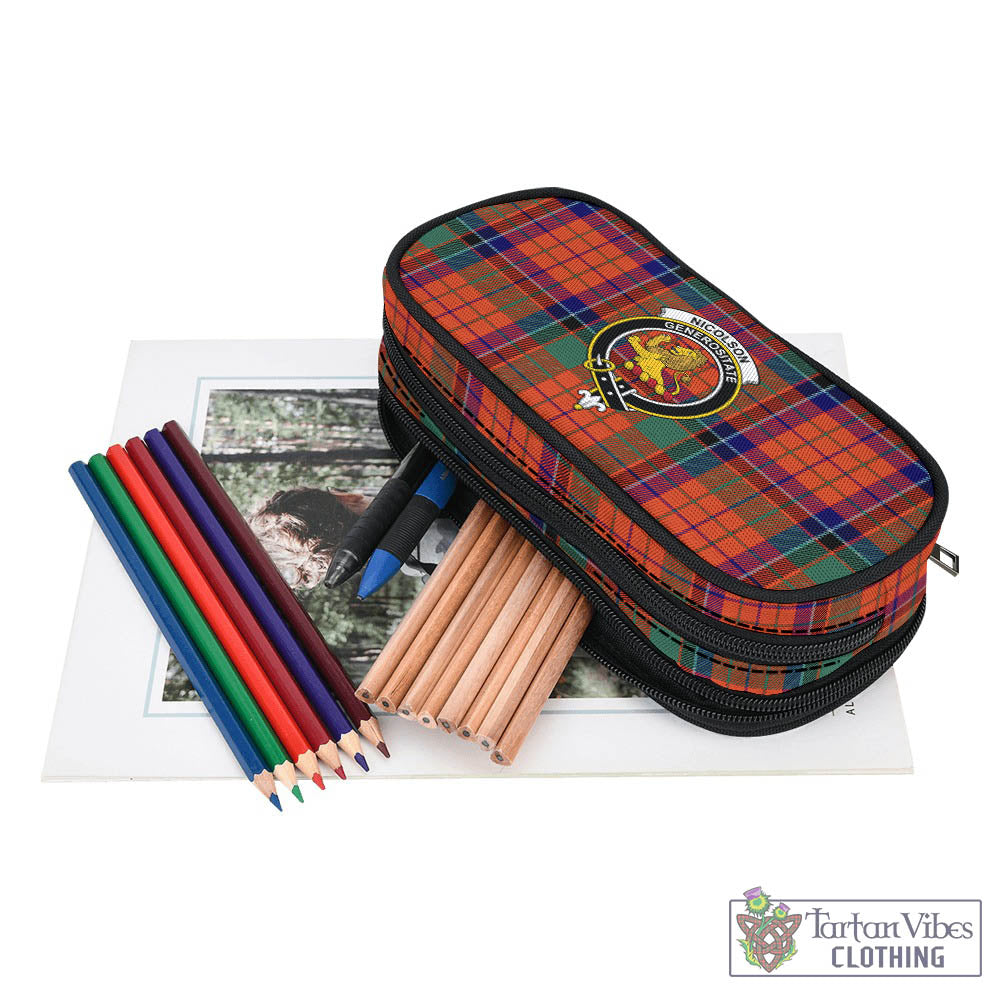 Tartan Vibes Clothing Nicolson Ancient Tartan Pen and Pencil Case with Family Crest