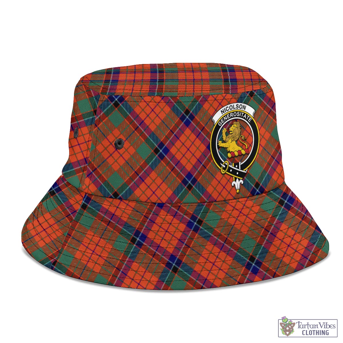 Tartan Vibes Clothing Nicolson Ancient Tartan Bucket Hat with Family Crest