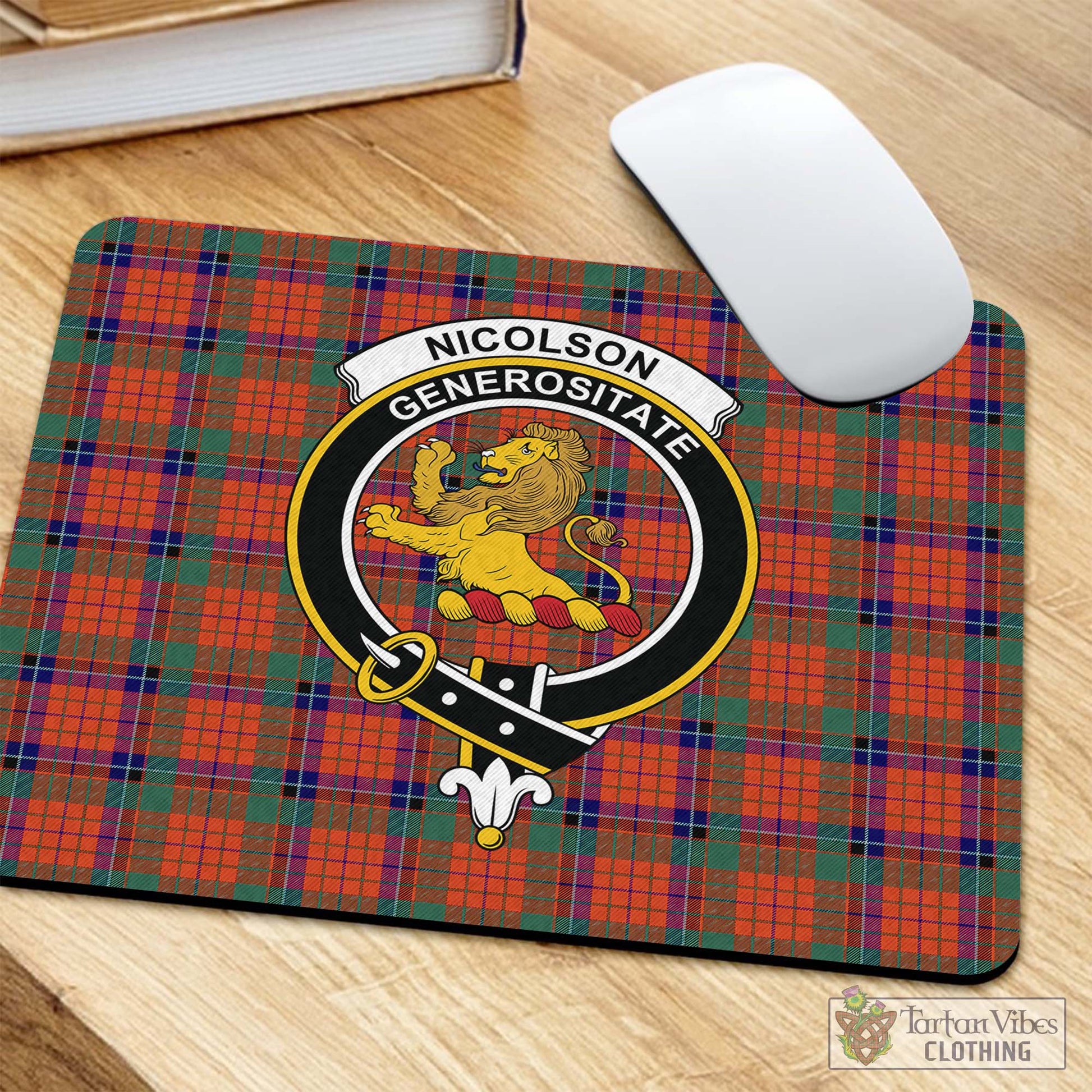 Tartan Vibes Clothing Nicolson Ancient Tartan Mouse Pad with Family Crest