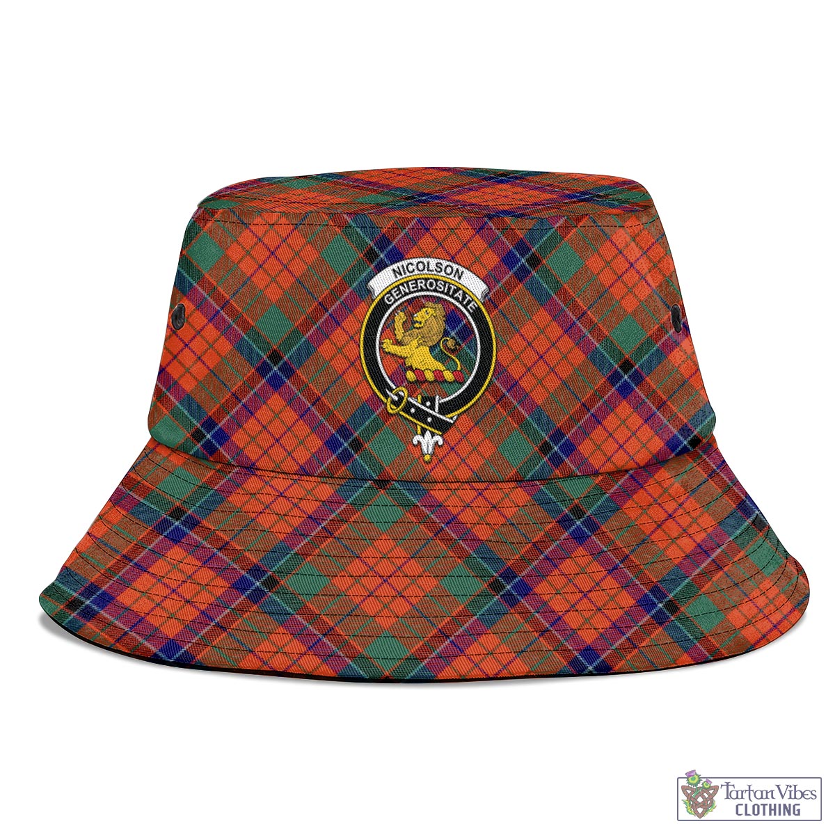 Tartan Vibes Clothing Nicolson Ancient Tartan Bucket Hat with Family Crest