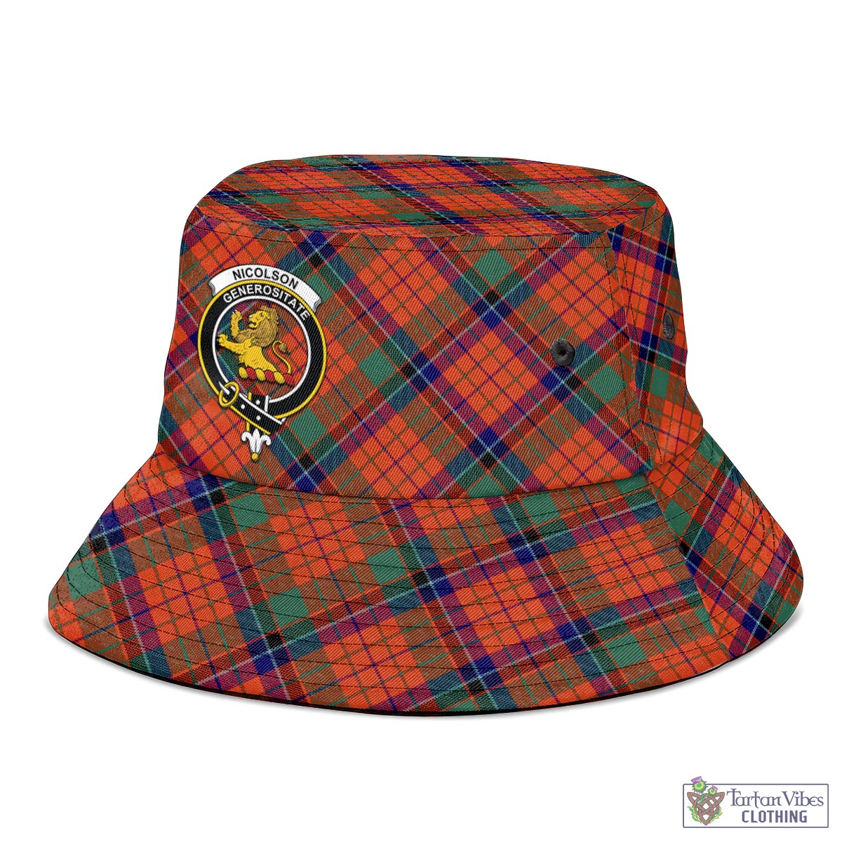 Tartan Vibes Clothing Nicolson Ancient Tartan Bucket Hat with Family Crest