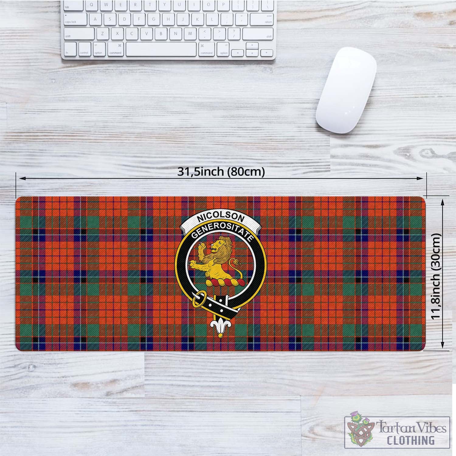 Tartan Vibes Clothing Nicolson Ancient Tartan Mouse Pad with Family Crest