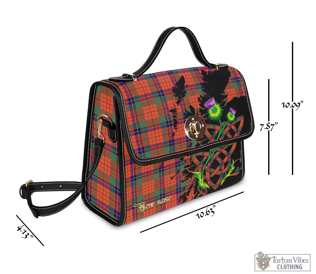 Tartan Vibes Clothing Nicolson Ancient Tartan Waterproof Canvas Bag with Scotland Map and Thistle Celtic Accents