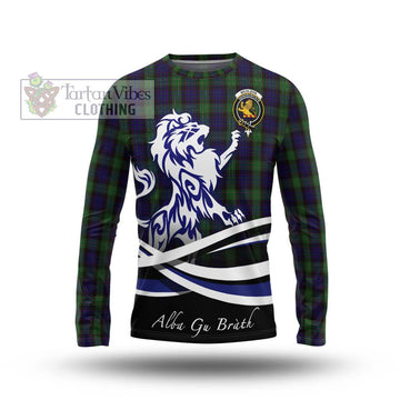 Nicolson Green Hunting Tartan Long Sleeve T-Shirt with Alba Gu Brath Regal Lion Emblem