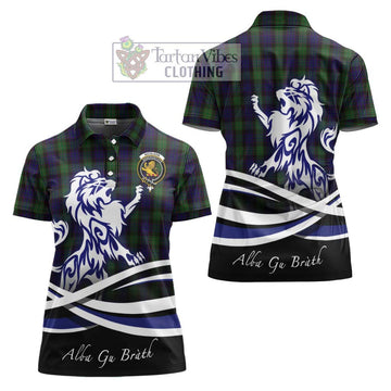 Nicolson Green Hunting Tartan Women's Polo Shirt with Alba Gu Brath Regal Lion Emblem