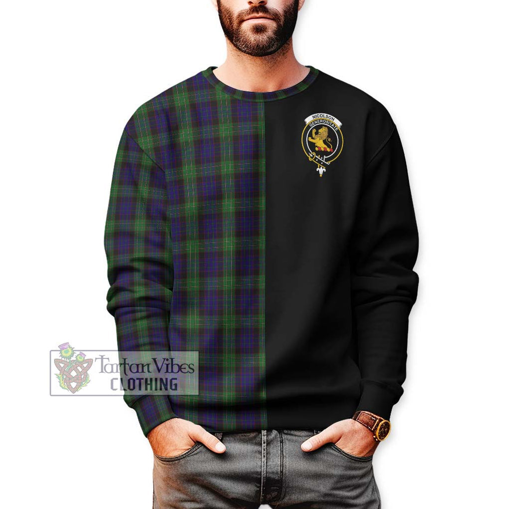 Nicolson Green Hunting Tartan Sweatshirt with Family Crest and Half Of Me Style Unisex - Tartanvibesclothing Shop