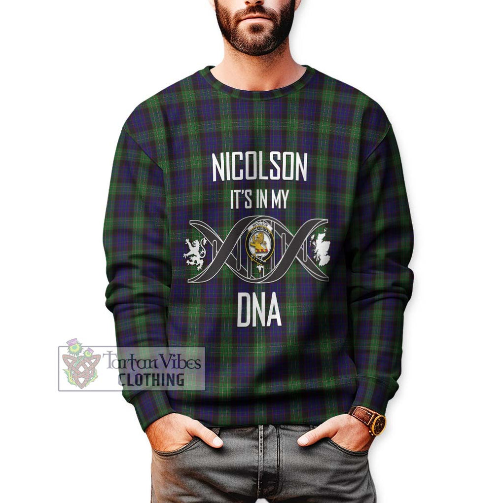 Nicolson Green Hunting Tartan Sweatshirt with Family Crest DNA In Me Style Unisex - Tartanvibesclothing Shop