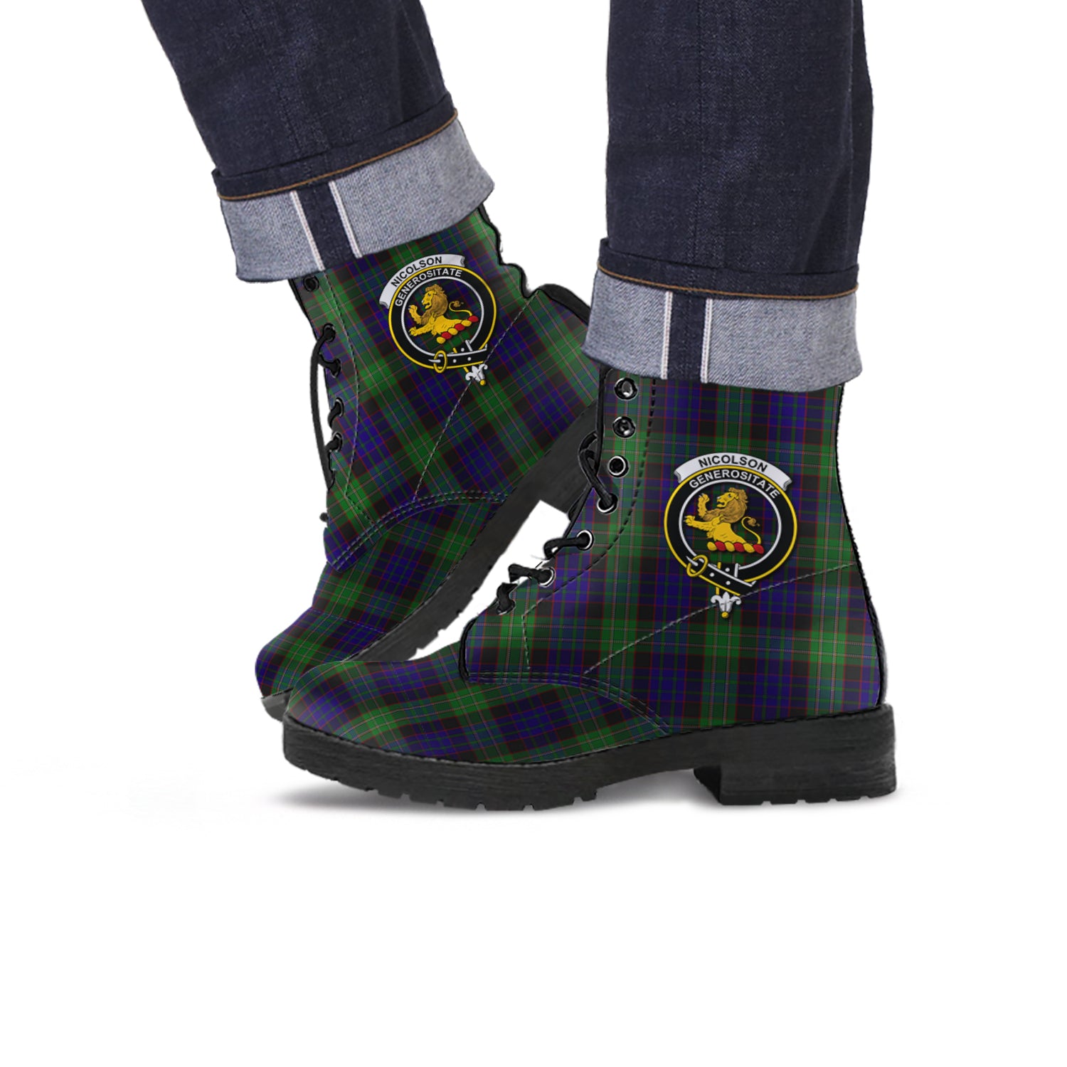 nicolson-green-hunting-tartan-leather-boots-with-family-crest