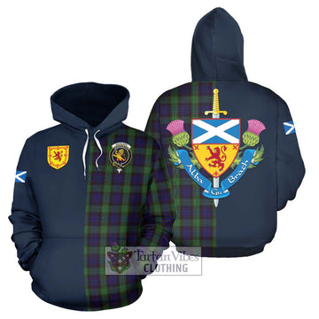 Nicolson Green Hunting Tartan Hoodie Alba with Scottish Lion Royal Arm Half Style