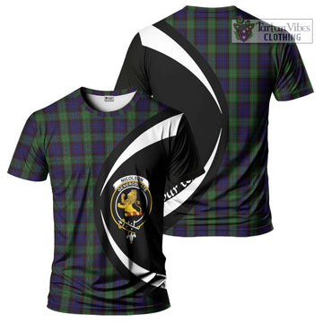 Nicolson Green Hunting Tartan T-Shirt with Family Crest Circle Style