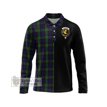 Nicolson Green Hunting Tartan Long Sleeve Polo Shirt with Family Crest and Half Of Me Style